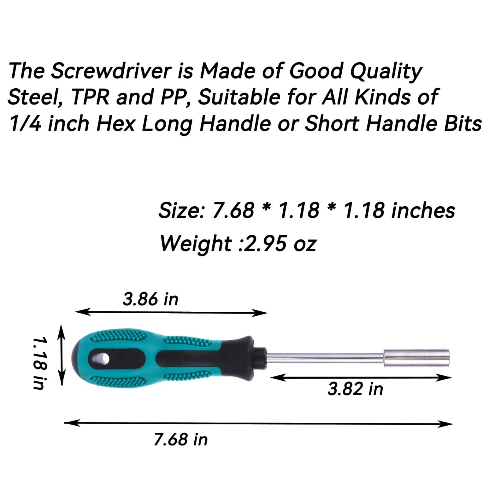 2-Pack 1/4" Magnetic Bit Driver Handle, 190mm Hex Extension, Non-Slip Grip