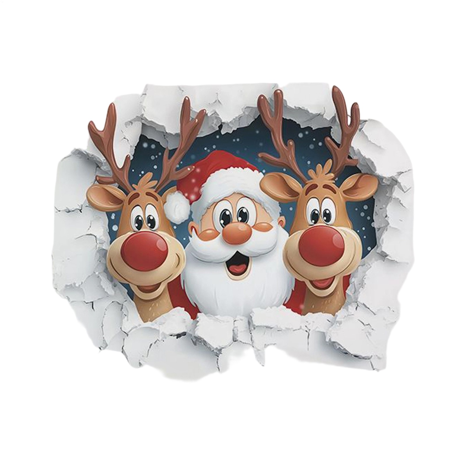 Wall Breaking Santa Claus Sticker Removable 3D Effect Christmas Cartoon Decals