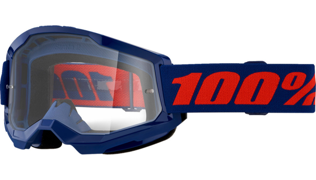 100% STRATA 2 Goggle -NAVY- Offroad MX MTB Moto- Anti-Fog Clear Lens