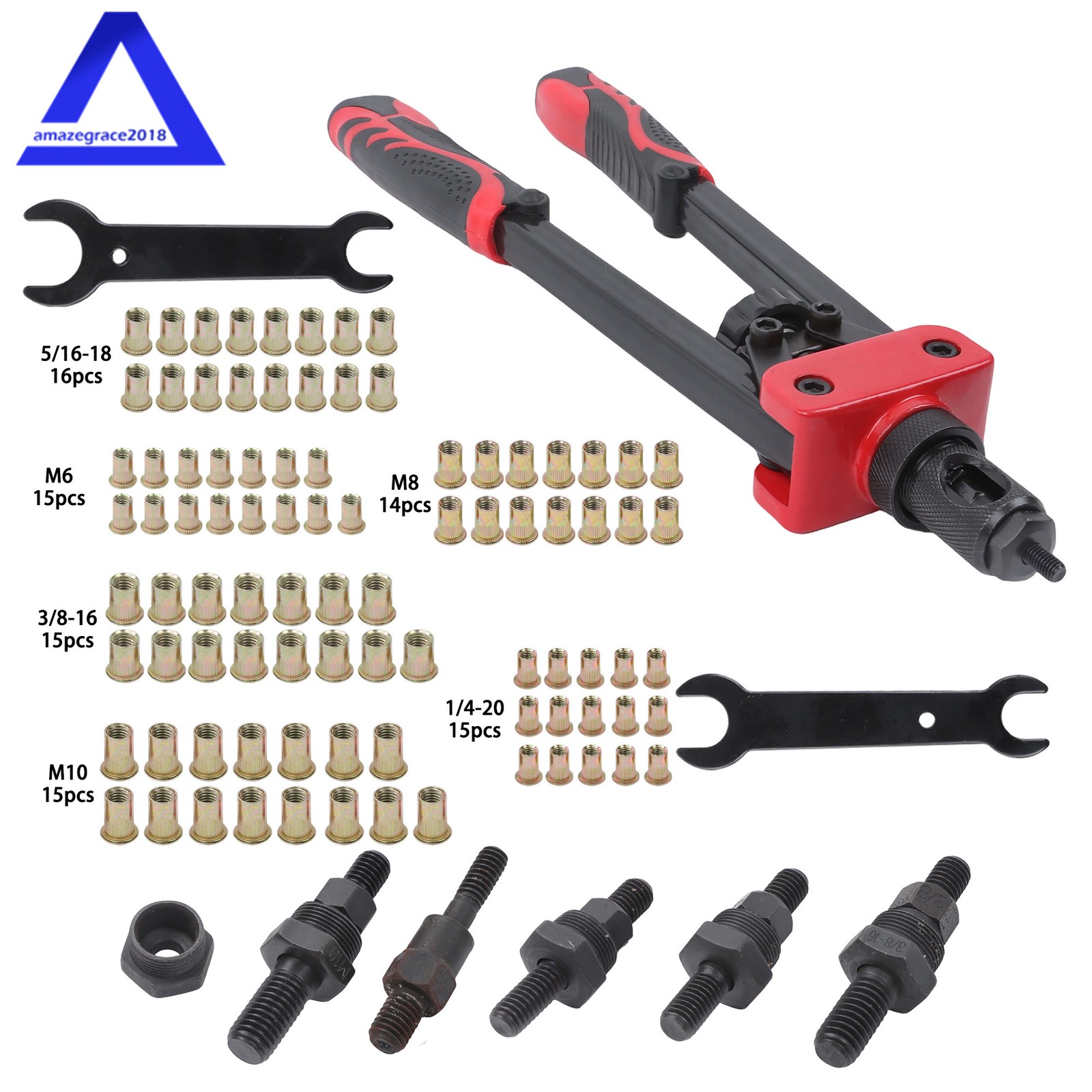 14" Rivet Nut Tool Kit Set, SAE & Metric Rivnuts Hand Rivet Nut Setter Kit