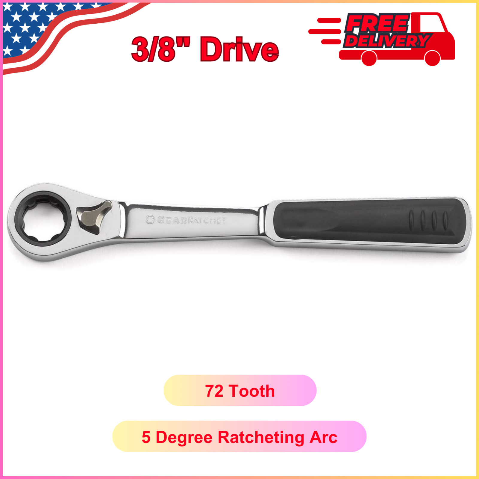 GEARWRENCH 3/8" Drive Pass-Thru Reversible Ratchet, 72 Tooth, 12" - Alloy Steel