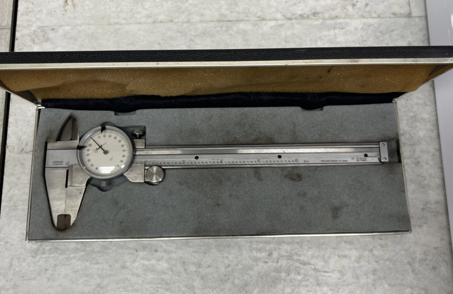Vintage Central Tool Dial Caliper 6 Inch Hardened Stainless Steel With Hard Case