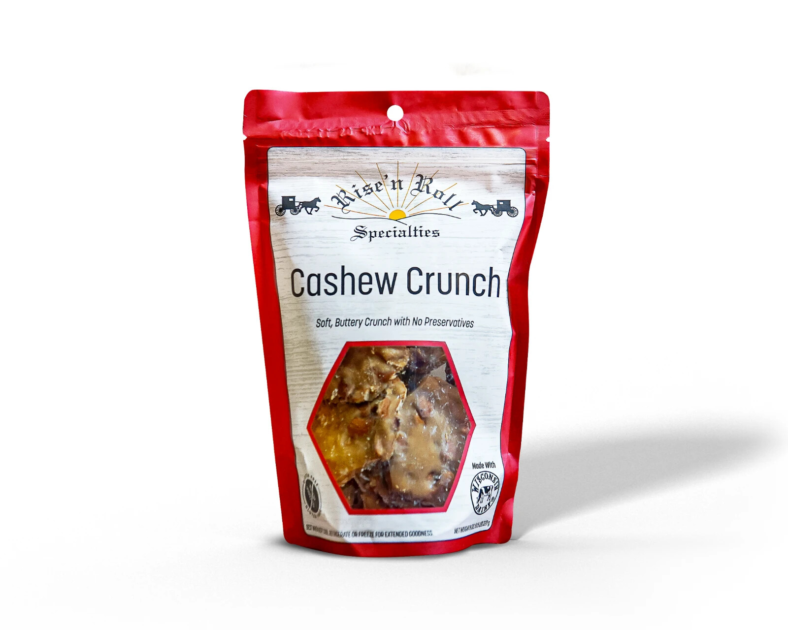 Rise'n Roll Amish Bakery Cashew Crunch 8oz Bag Middlebury, Indiana