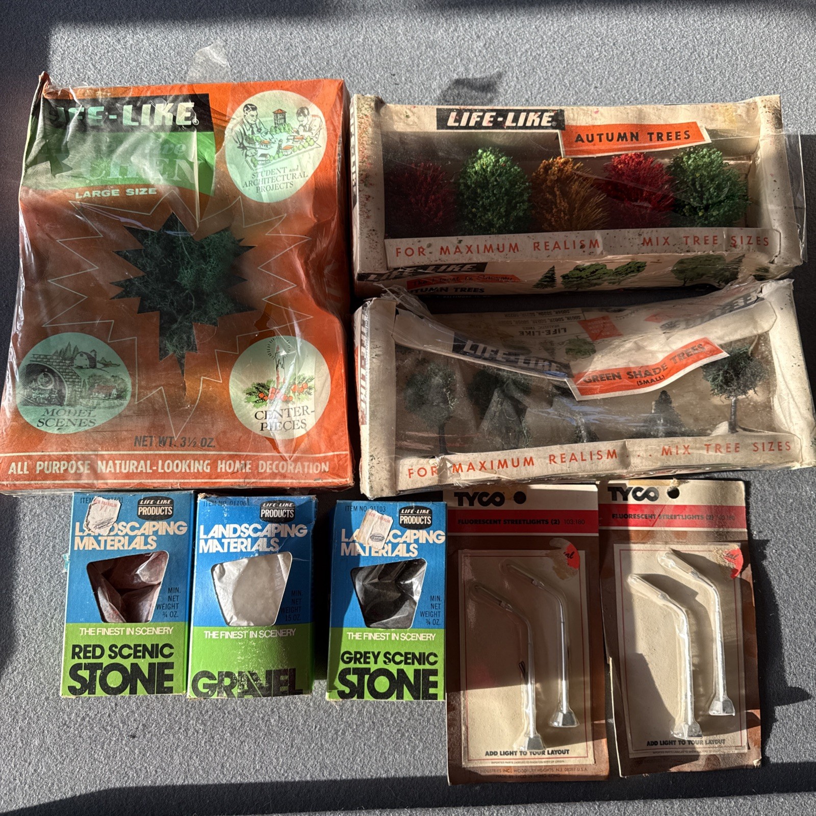 Life-Like and TYCO Brand Railroad Set Landscaping Lot.  Trees, Gravel, Lychen