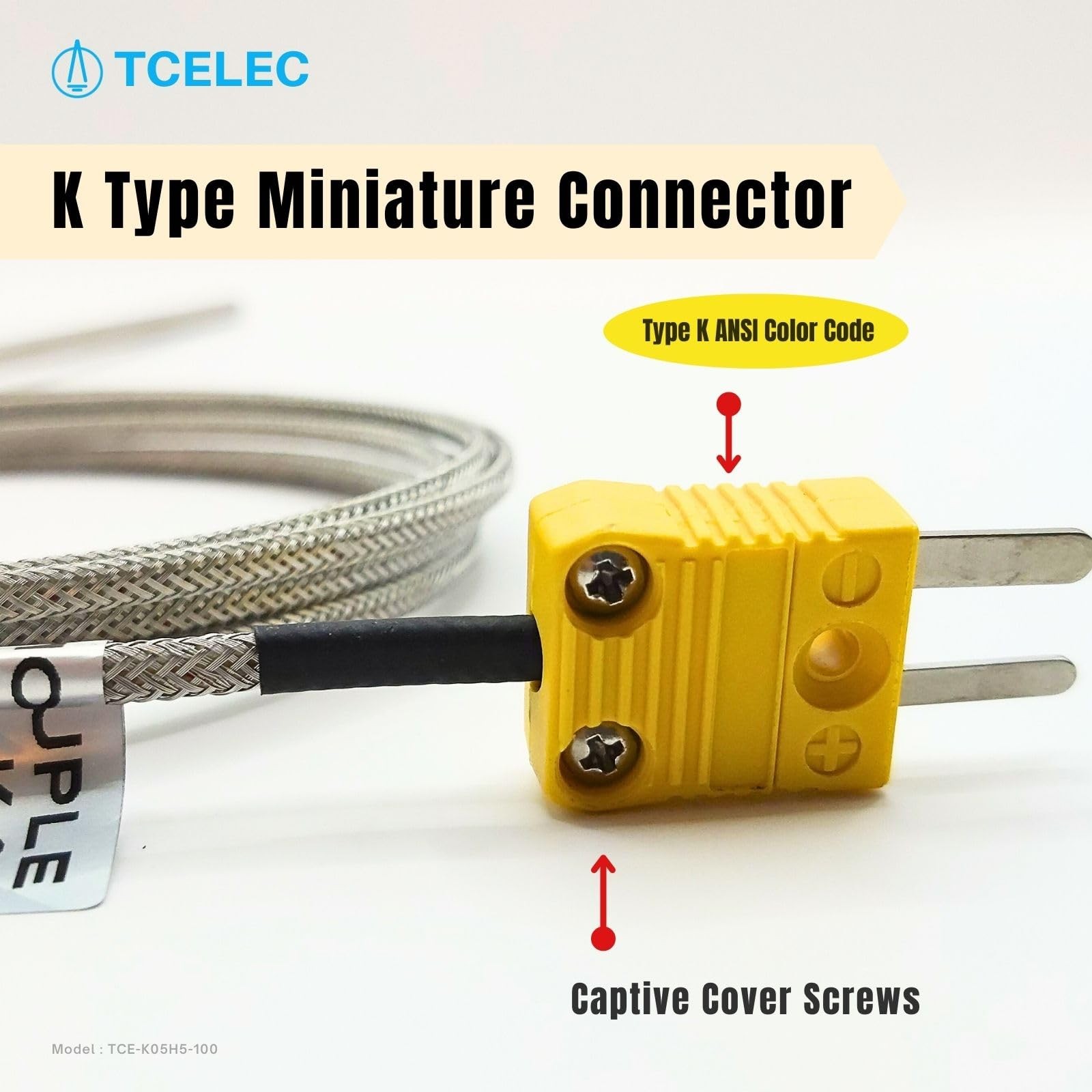 K-Type Thermocouple Sensor Probe with M8 Screw Miniature Connector 77-1472F