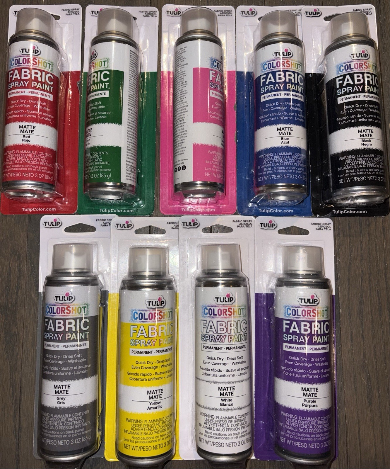 9 Pcs 3oz ColorShot Instant Fabric Spray Paint Permanent Color Spray-On Fabric