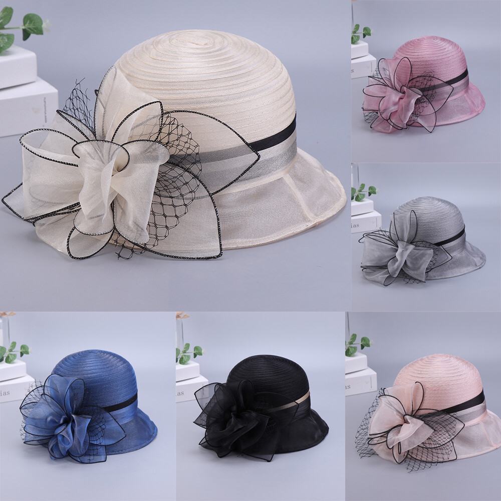 Womens Bridal Organza Tea Party Hats Kentucky Derby Church Hat Dress Fascinator