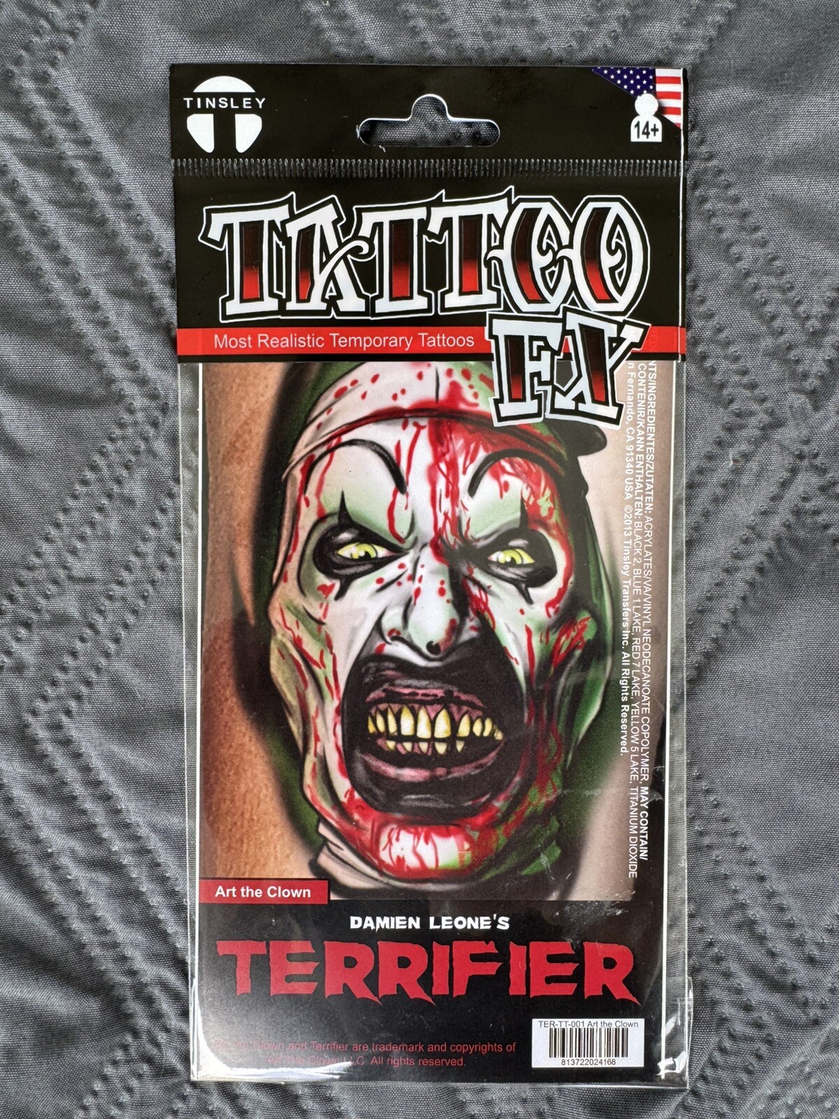 Tattoo FX Damien Leone’s Terrifier Art The Clown Temporary Tattoo