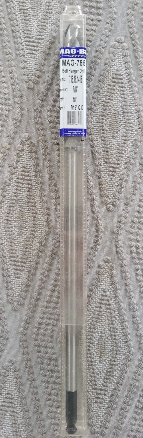 Mag-Bit 7/8" x 18" Long Bell Hanger Drill Bit 7/16" QC Shank *786.18.1416