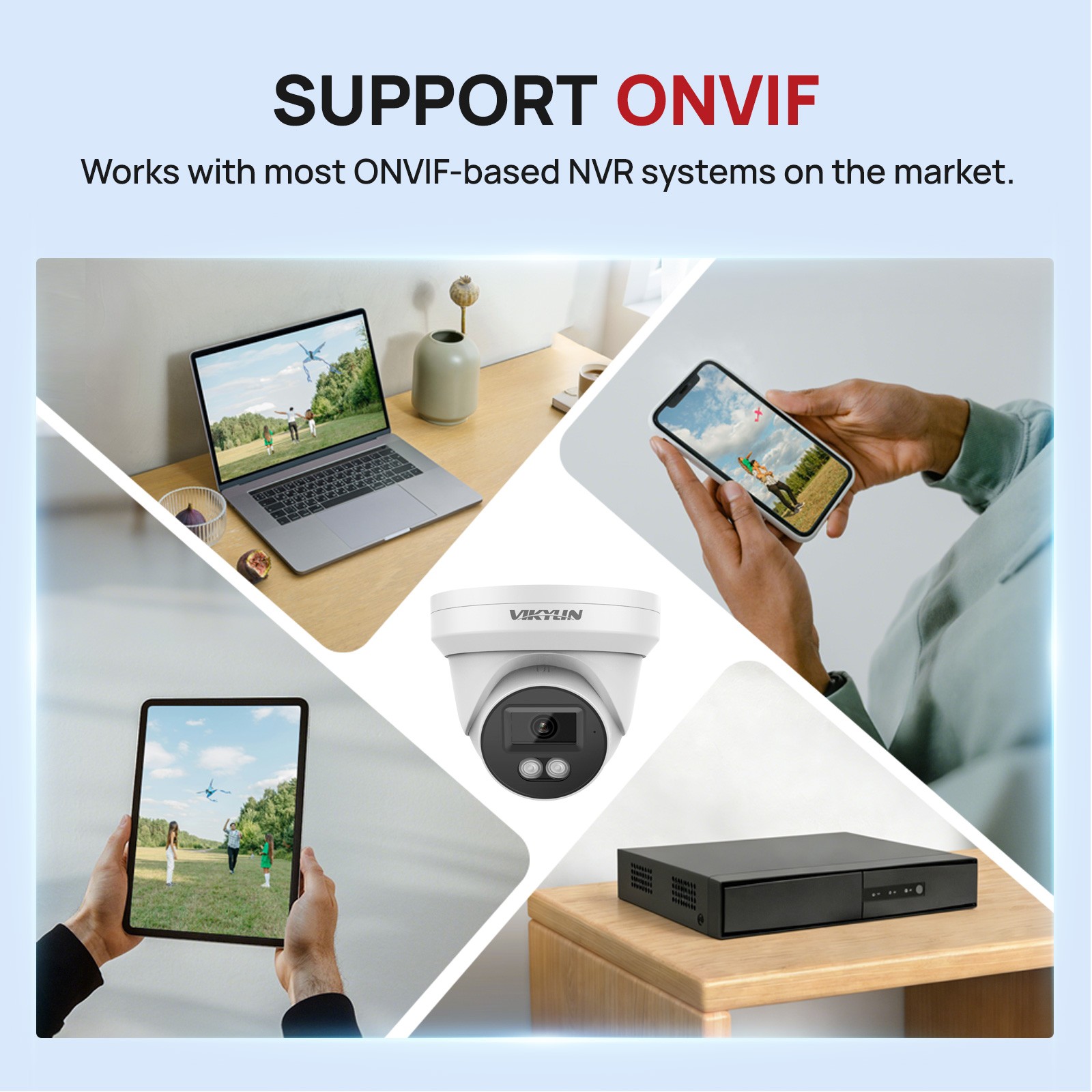 VIKYLIN 5MP IR Night Vision IP Camera Built-in Microphon Human Vehicle Detection