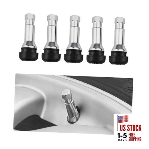 5 PCS TR413AC Tire Valve Stems, Chrome Rubber Tubeless Valve Stems Suit Black
