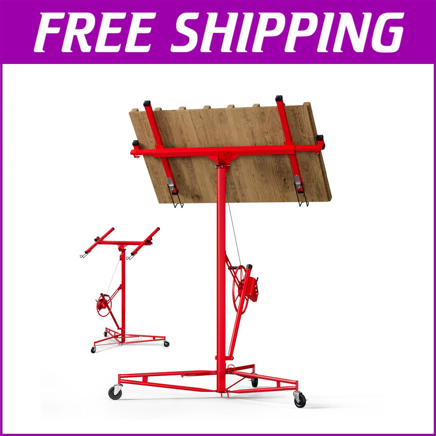 11FT Drywall Rolling Lifter Panel Drywall Lift 150LBS Sheetrock Hoist Jack Wheel