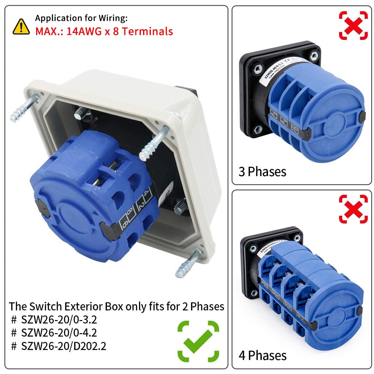 20A 2Phase 3Position Rotary Changeover Switch+Small Box