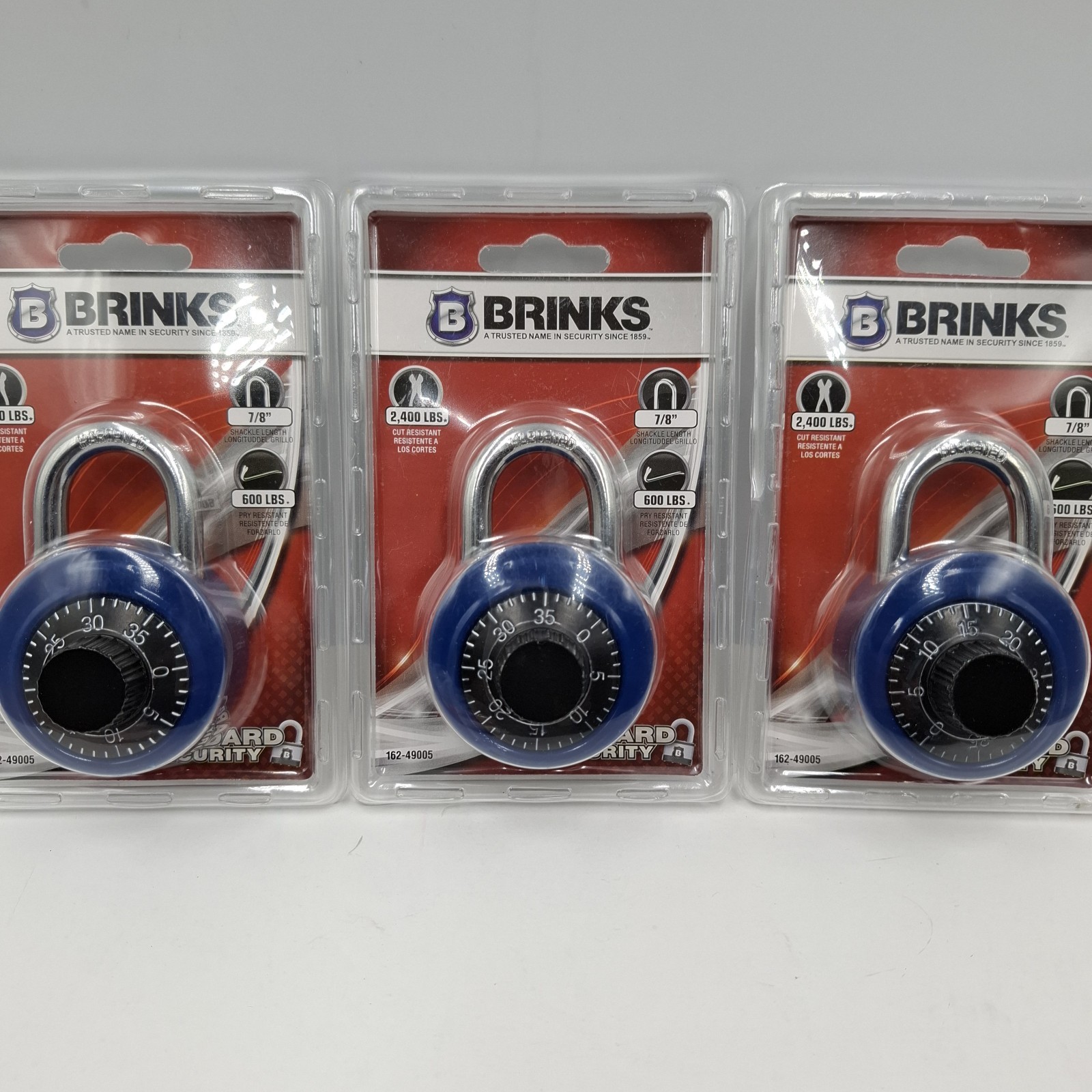 3 X Brinks Dial Combination Padlock Blue 162-49005 NEW Sealed