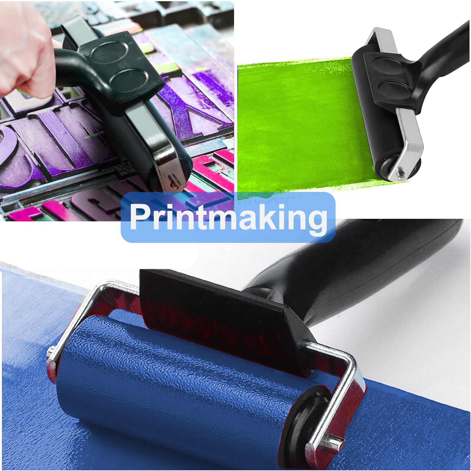 4 Inch Brayer Roller Printmaking Rubber Press Roller for DIY Crafts Project Inks