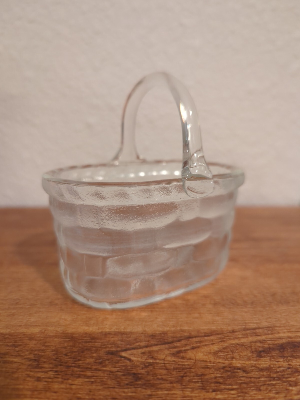 Small Glass Picnic Basket Decorative Collectible 3.5"