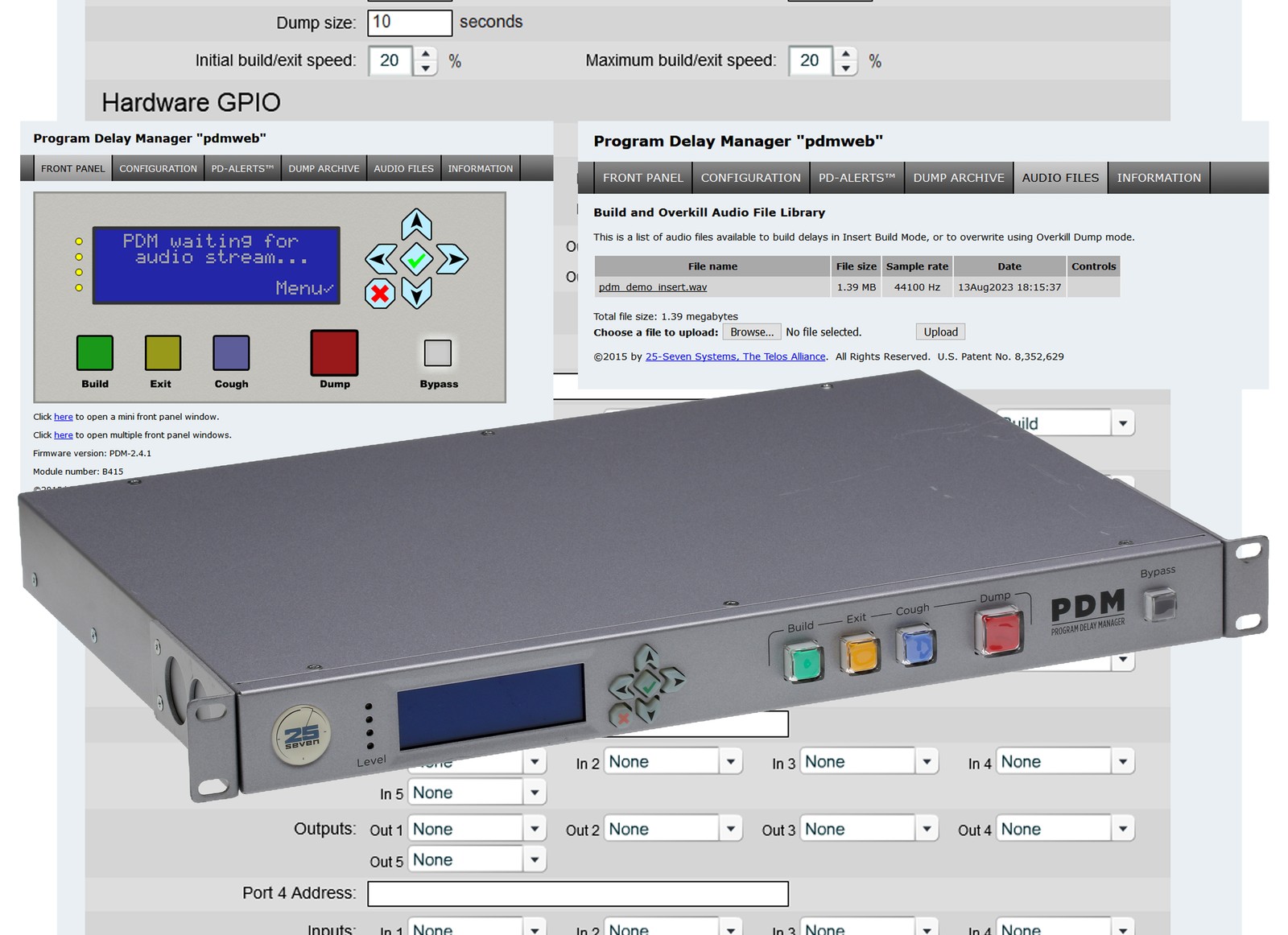25 Seven AES Digital Audio Broadcast Profanity Program Delay Manager DUMP Button