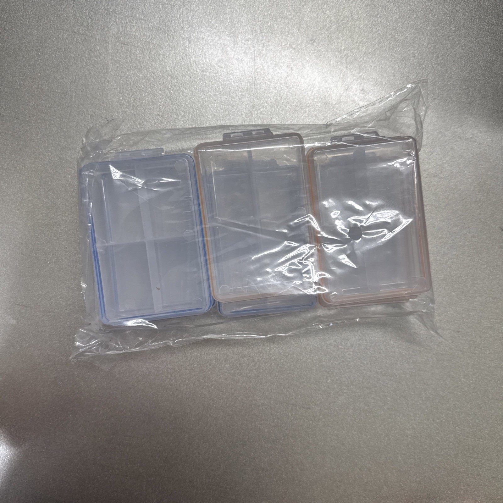 6 Pcs Clear Plastic Organizer Box Case 4 Grids Jewelry Storage Container 3.75”