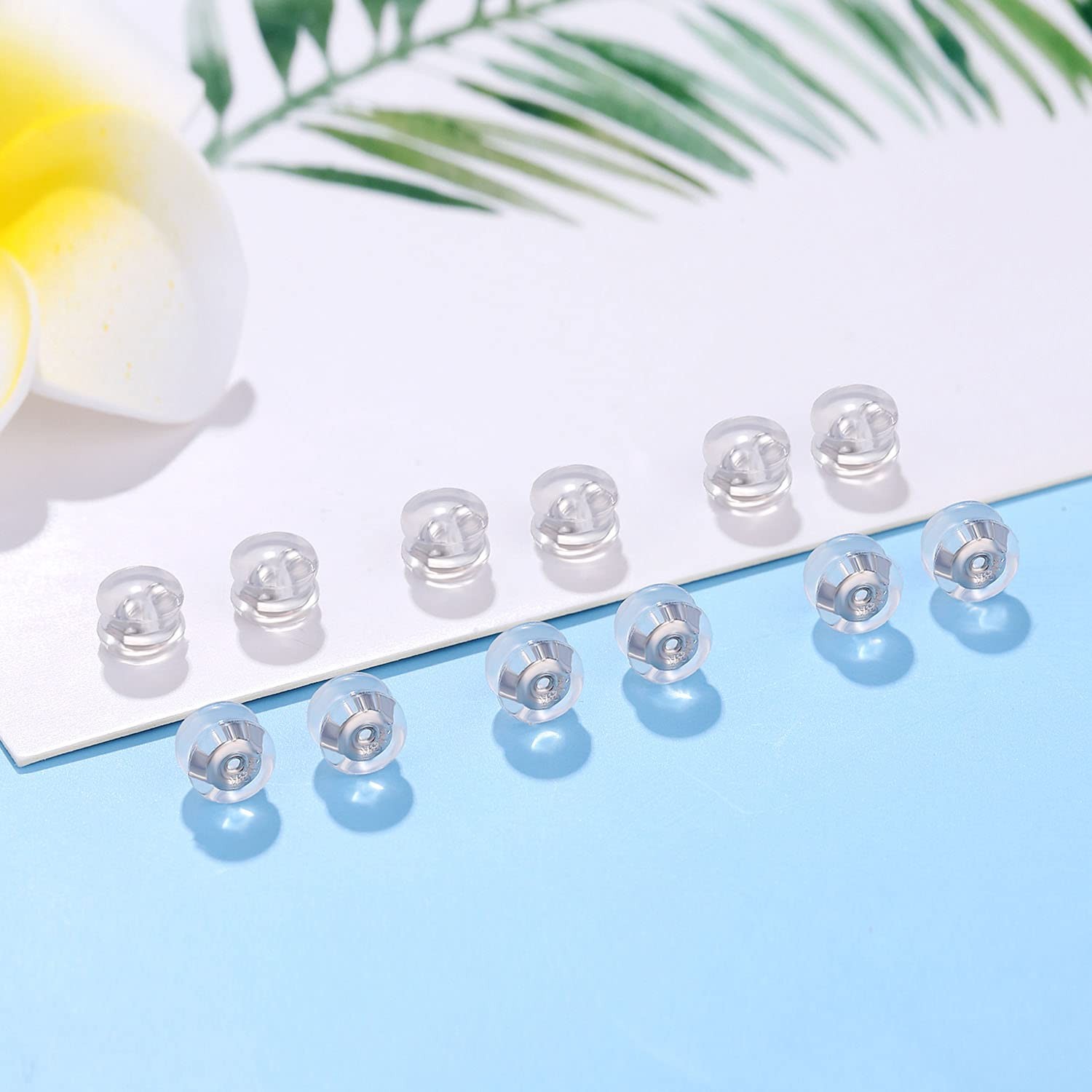 18K Gold Locking Secure Earring Backs for Studs, Silicone Earring Backs Repla...