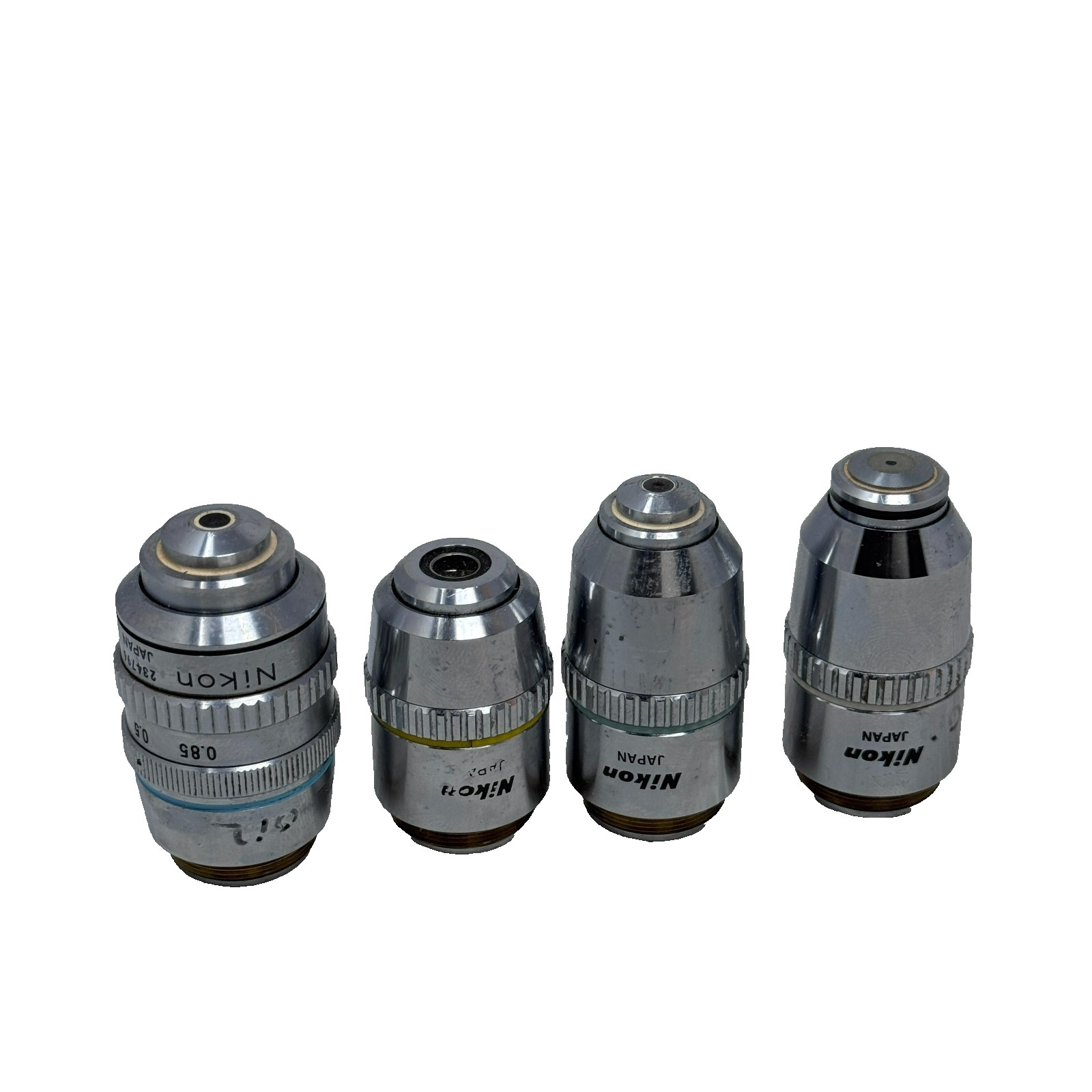 Nikon Microscope Objective Lens Set Plan 10x, 40x, 50x, 100x Oil 160mm