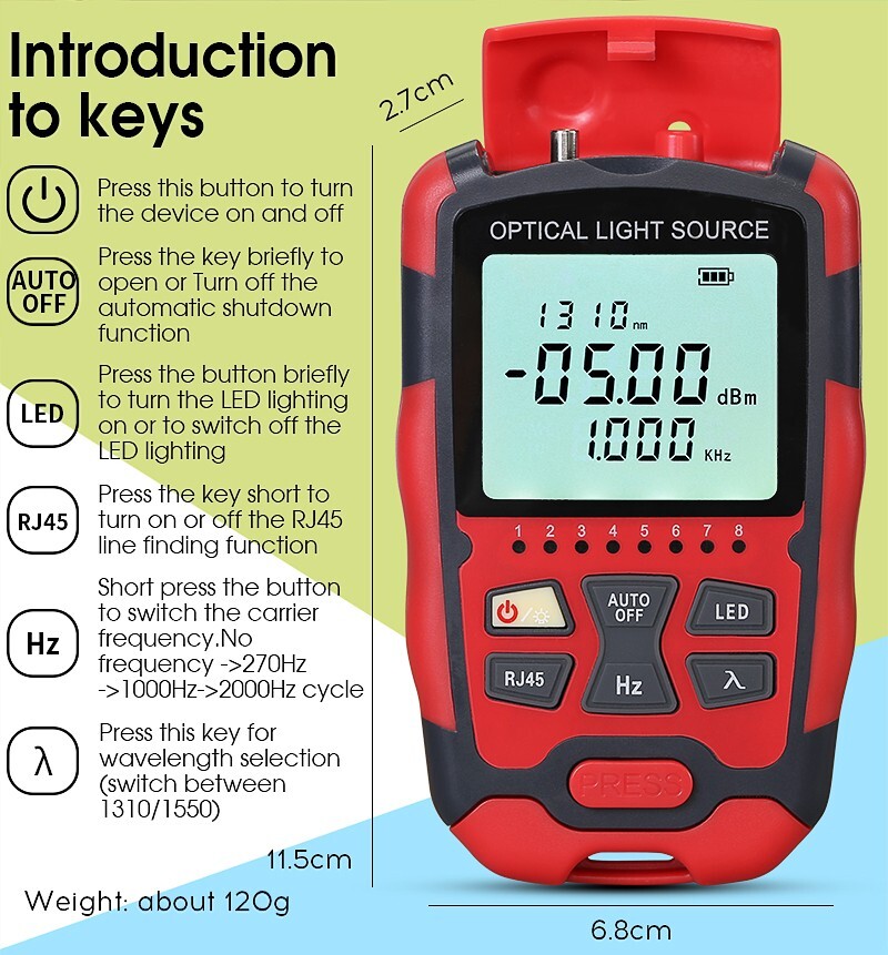 Fiber Optic Tester Tool Optical Power Meter Optical Fiber Light Source FC SC SM