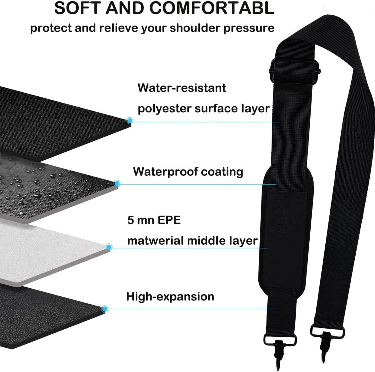 Universal Replacement Laptop Shoulder Strap, Durable 55" Adjustable Comfortable