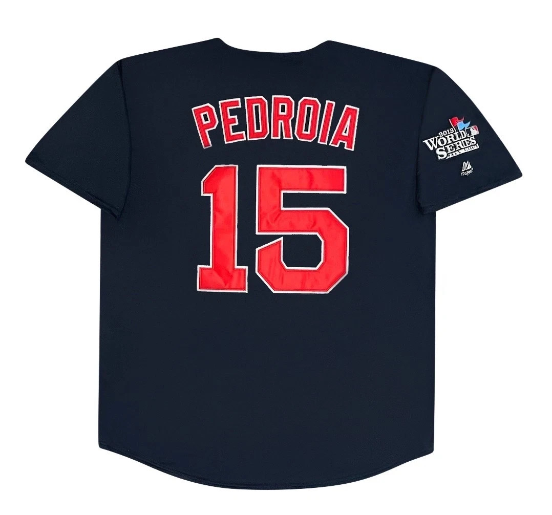 Dustin Pedroia 2013 Boston Red Sox World Series Navy Men's Jersey (L-XL)