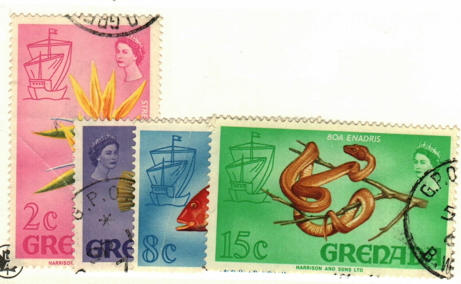 Grenada #295,297, 299, 302 used snake