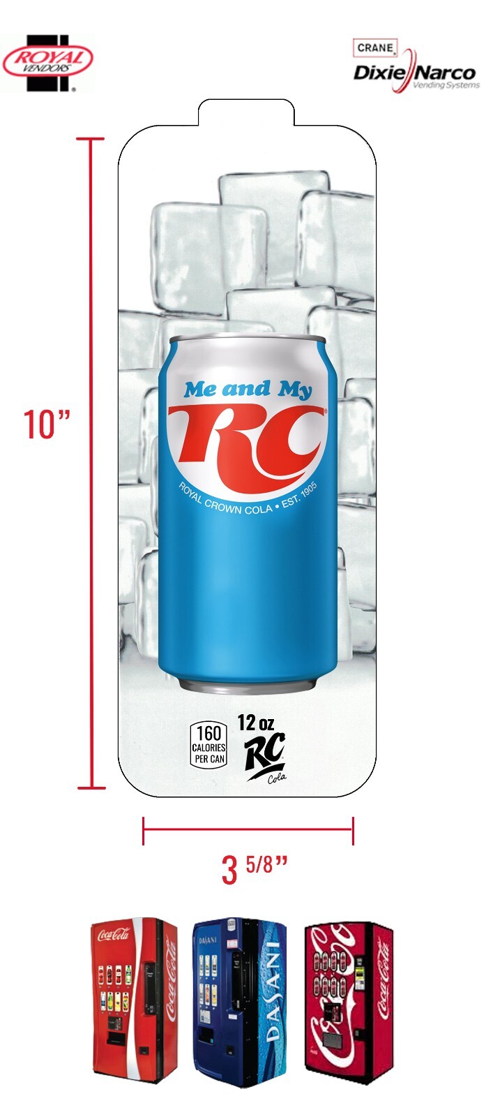 (1) Royal Vendors Chameleon - RC Cola - 12 oz Vend Label - Flavor Strip