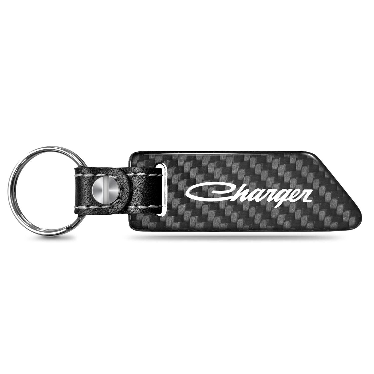 Dodge Charger Classic Real Carbon Fiber Blade Style with Leather Strap Key Chain