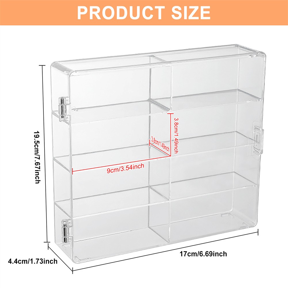 Model Car Diecast Display Case 1:64 Scale 8 Car Compartment with Locking Latch