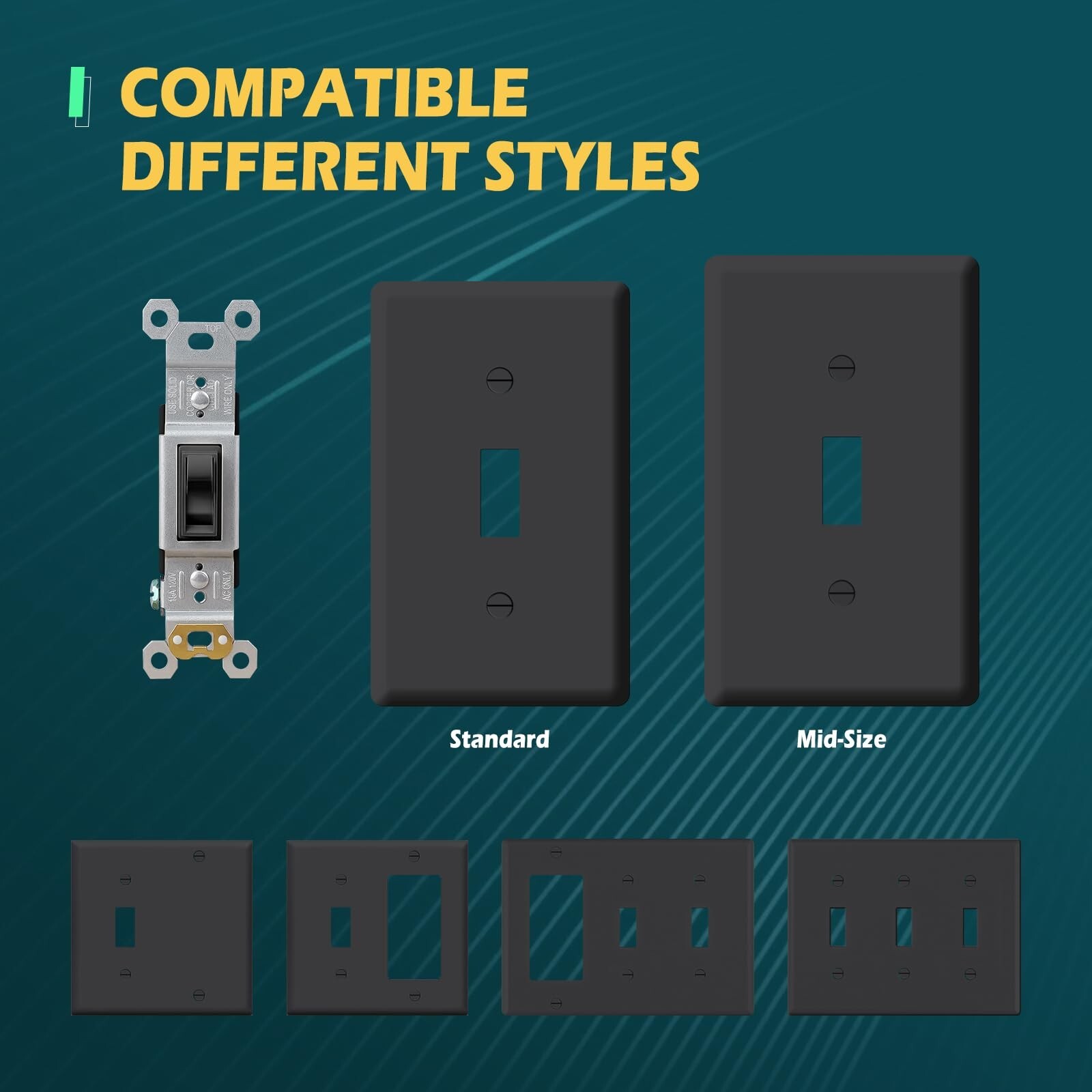 Toggle Electrical Switch, Single Pole Wall Switch, 15 Amp, 120 Volt, in Wall ...