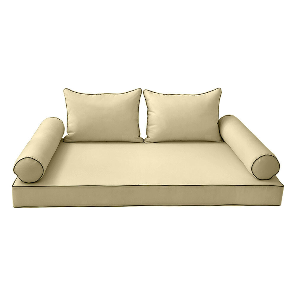 S4 5PC Contrast Pipe Daybed Mattress BolsterPillow Cover Only-Twin Size AD103