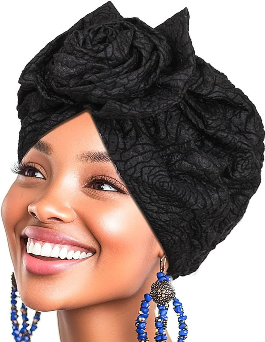 Flower Pretied Church Hats African Head Wraps Floral Print Elastic Turbans for W