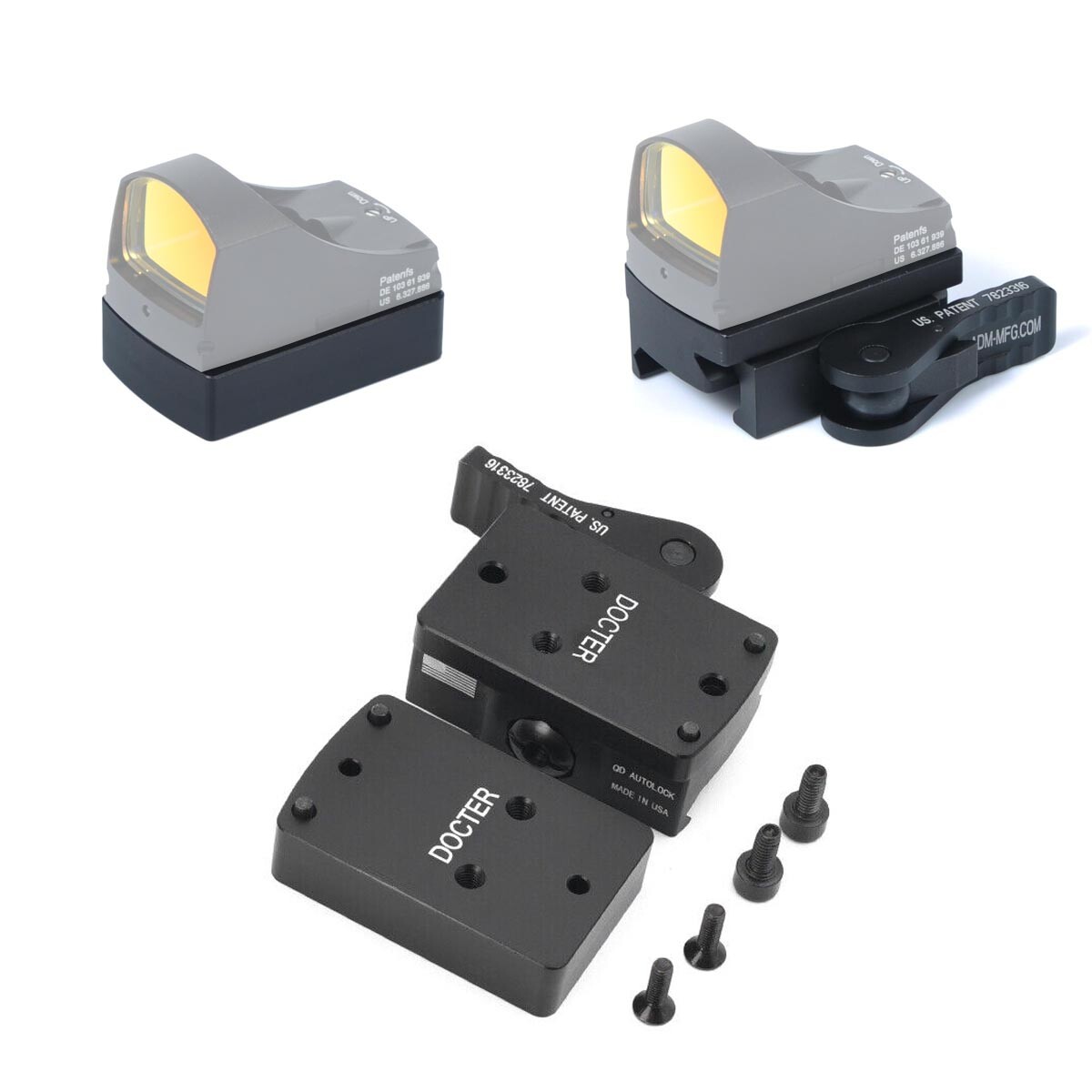 Fits DOC/RMR QD Mount Mini Red Dot Sight Auto Lock Riser Plate Picatinny
