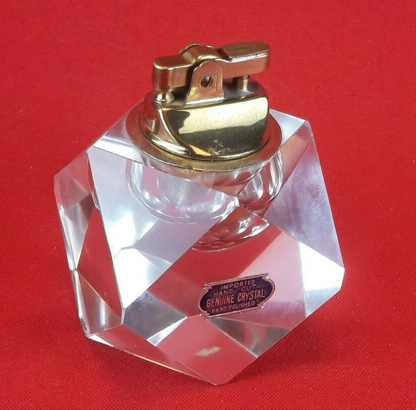 Beautiful Heavy Estate Find Imported Crystal Hand Cut and Polished Lighter