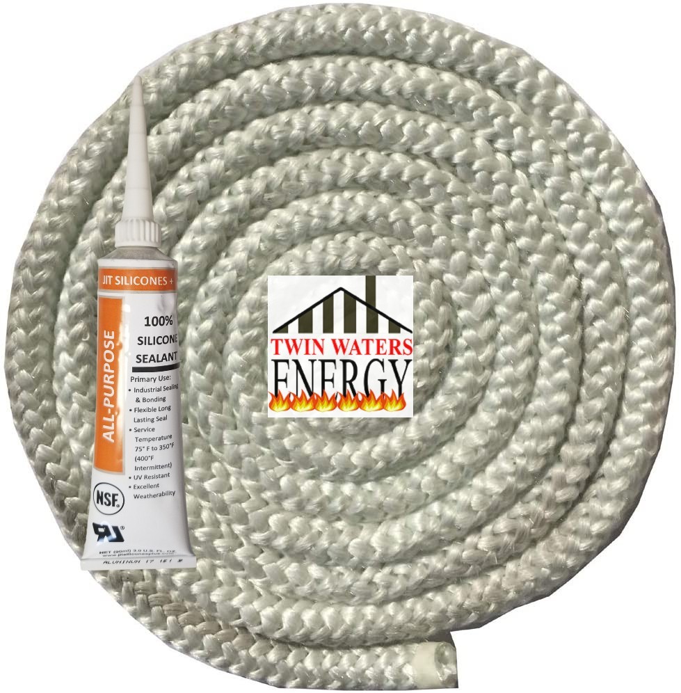 Flame Pellet Door Rope Gasket Kit 5/8" X 9' plus Adhesive