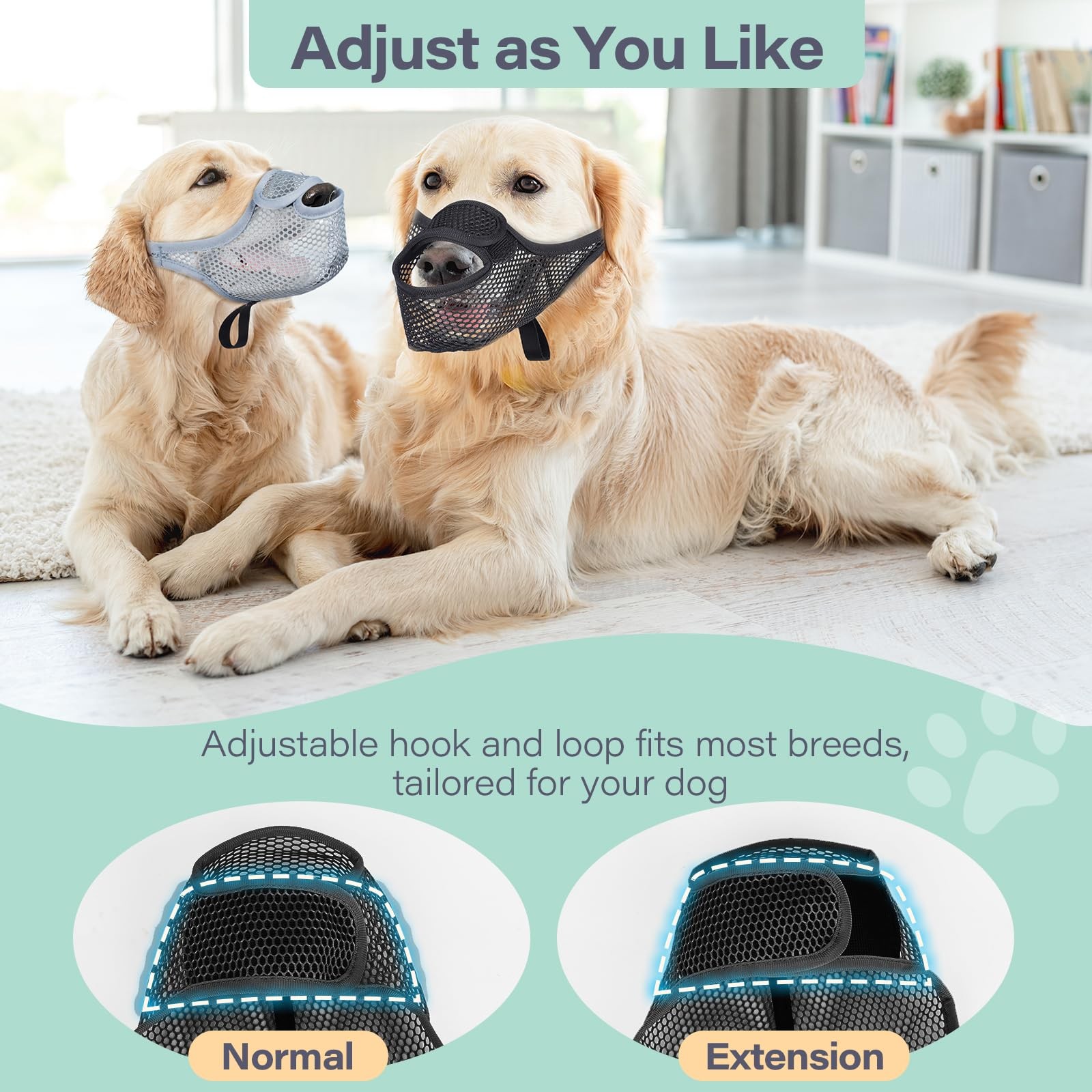 Dog Muzzle for Large Medium Small Dogs, Mesh Muzzle to Prevent Biting Chewing...