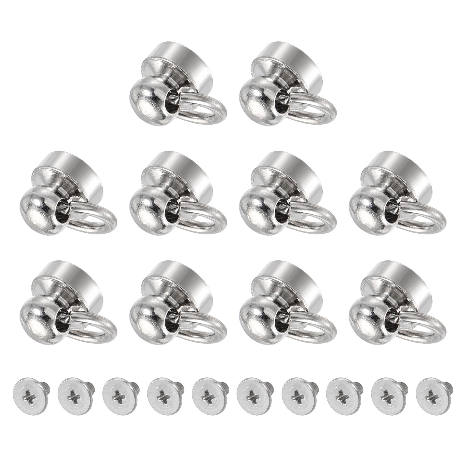 20Pcs Round Head Pull Ring Rivet Studs 8mm/0.32" Brass Button Rivets with Screw