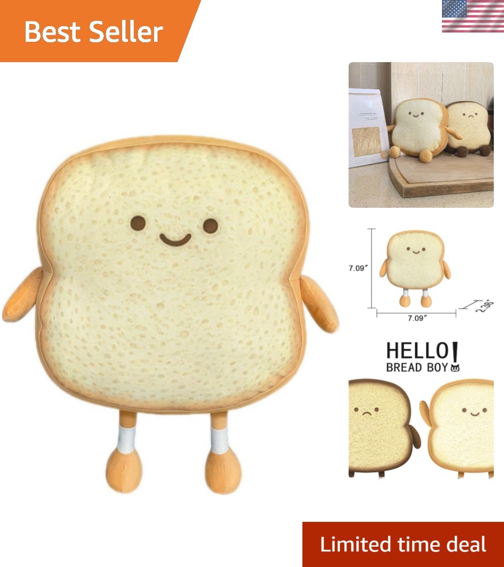 Delightful Toast Bread Plush Pillow - Washable Mini Pillow for Cozy Decor
