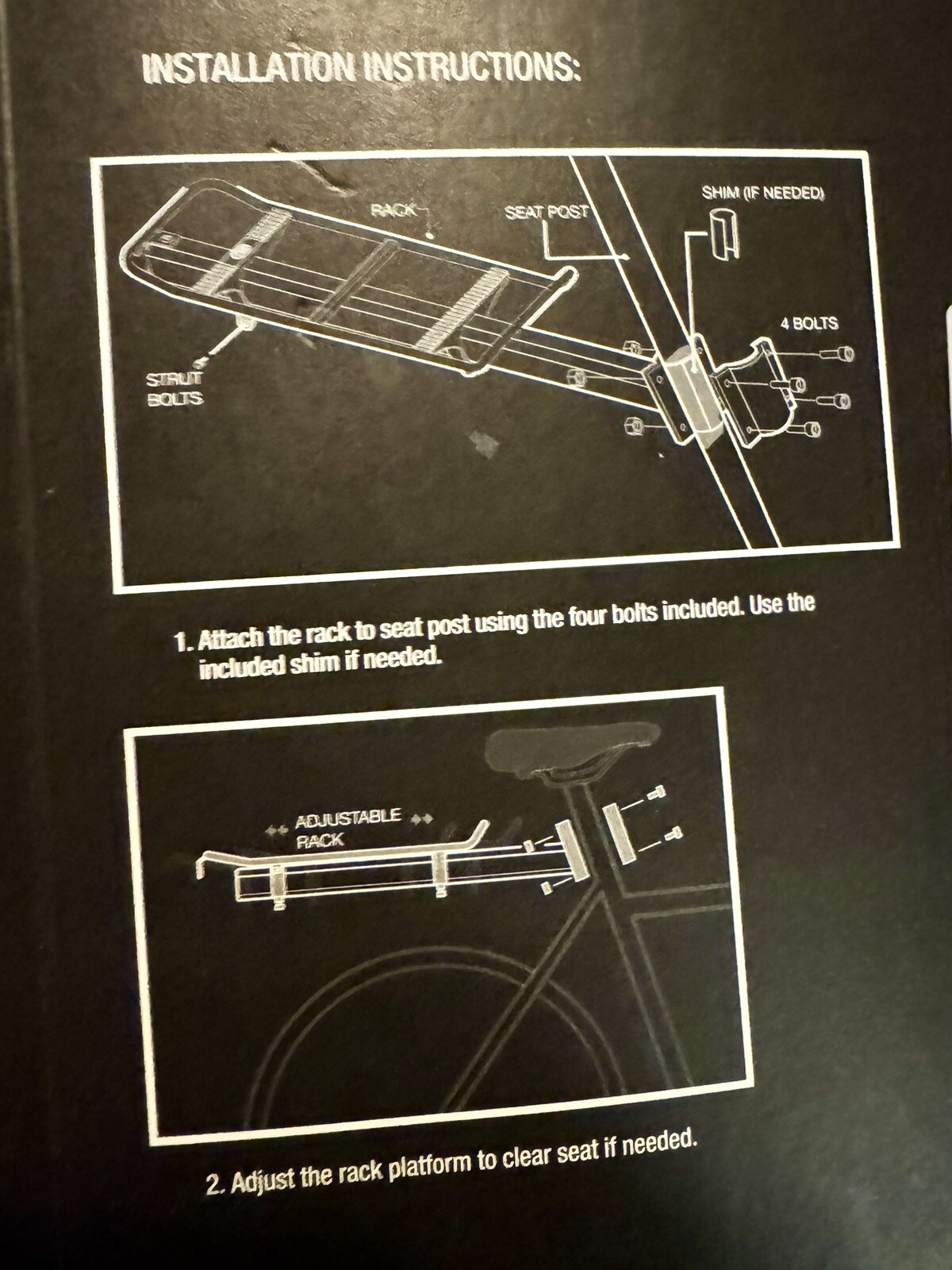 Bike Rack Rear Lighted 45LB Capacity, New