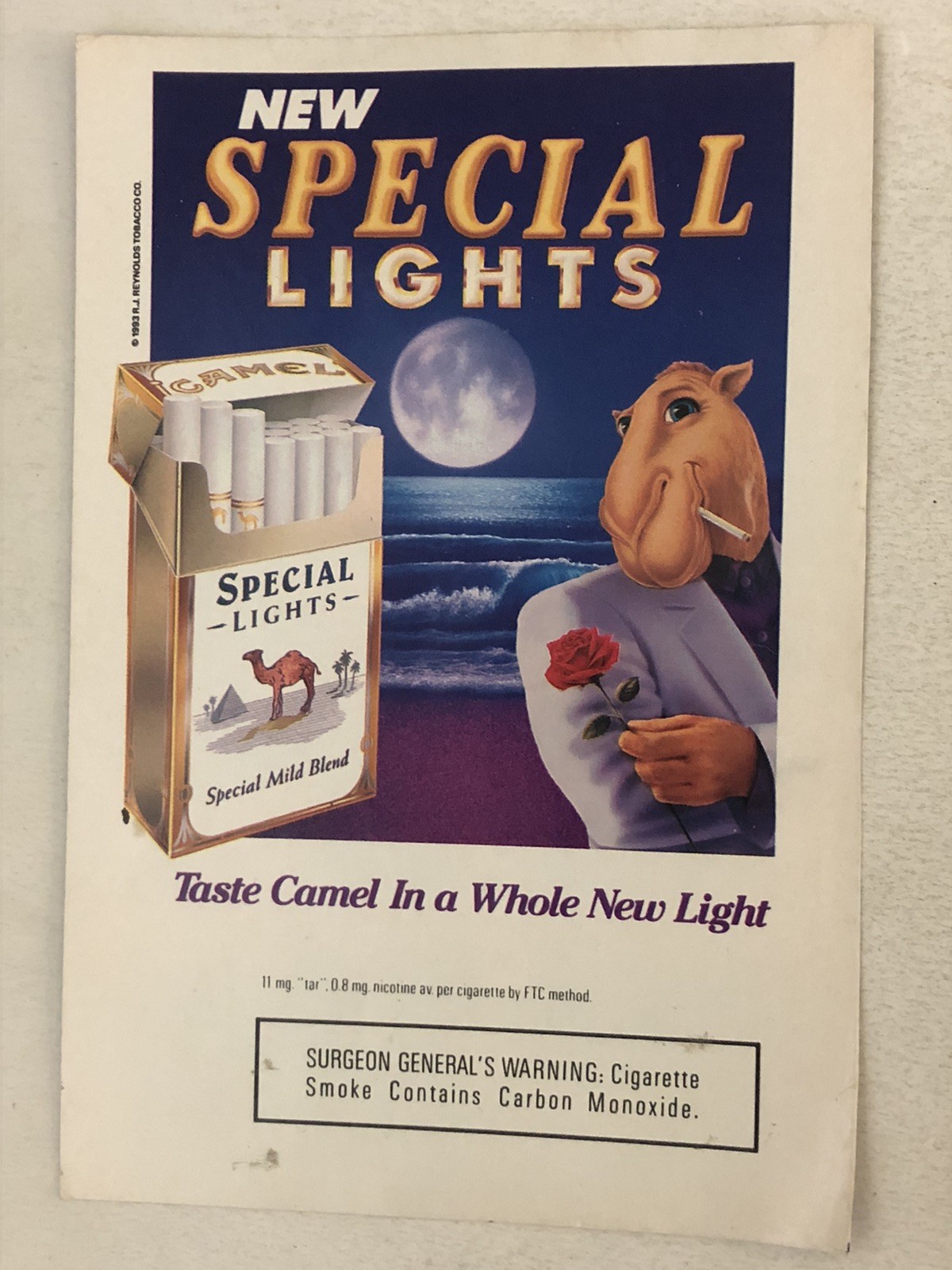 1993 Camel Lights Cigarettes Print Ad Vintage Advert Joe Camel pa11