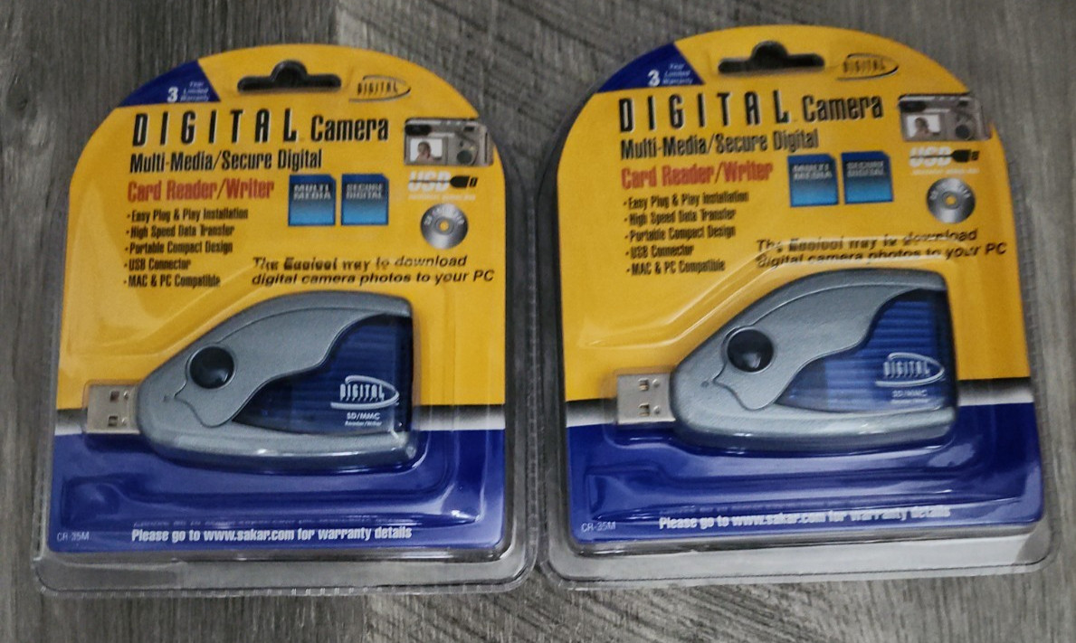 (2) NEW Digital Camera Multimedia Secure Digital Card Reader/Writer USB 2.0