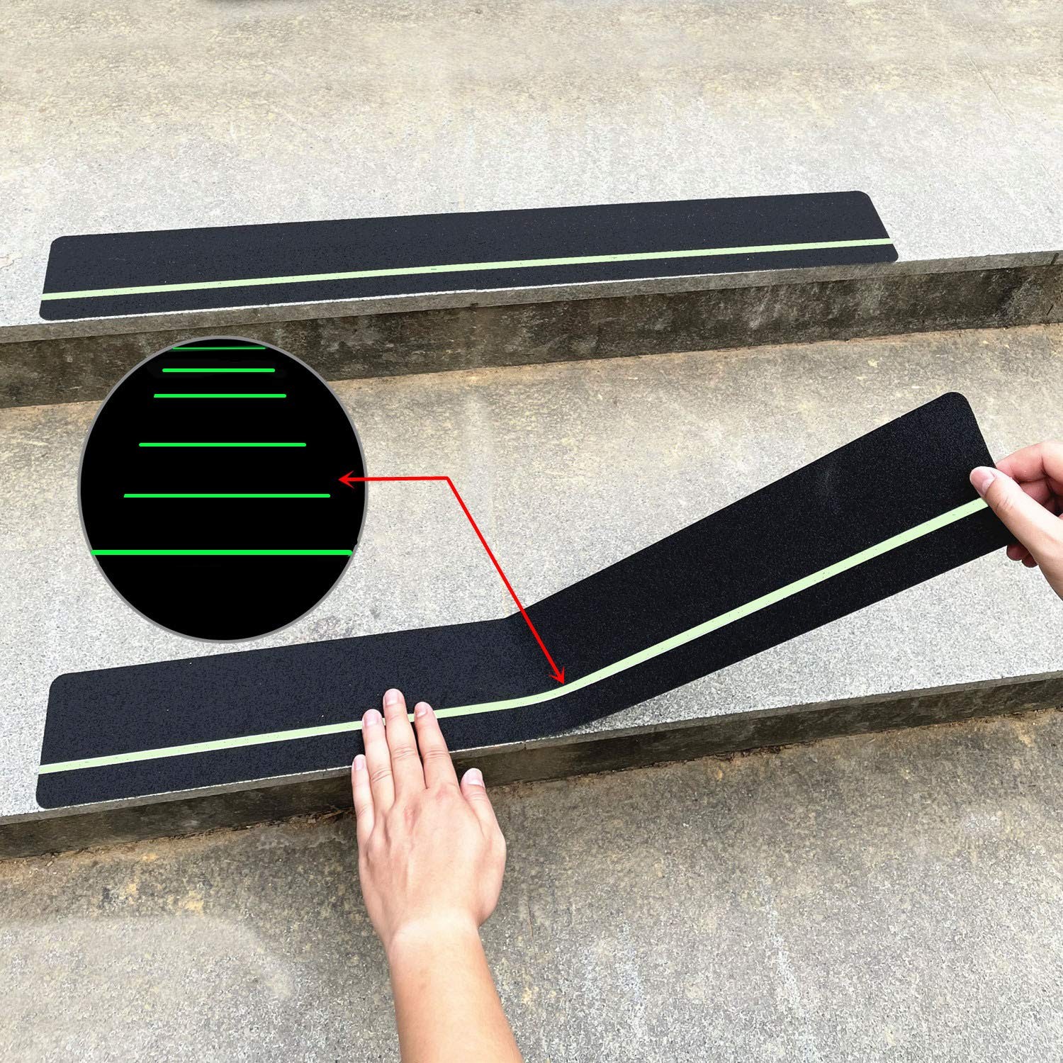 10-Pack Anti Slip Traction Treads with Glow in The Dark Stripe 30" X 4"