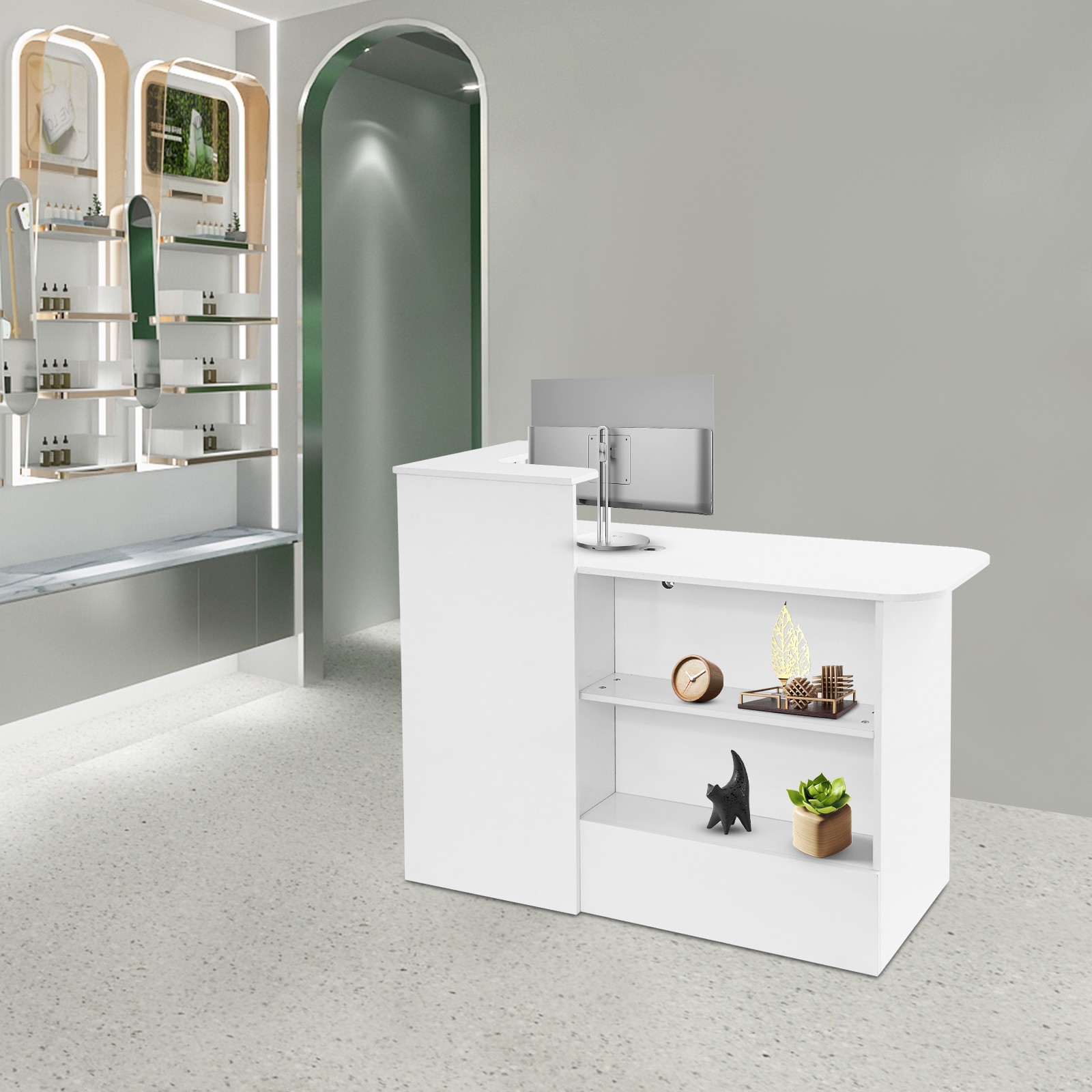 Office Reception Desk with Counter Salon Retail Checkout Counter Front DeskUS