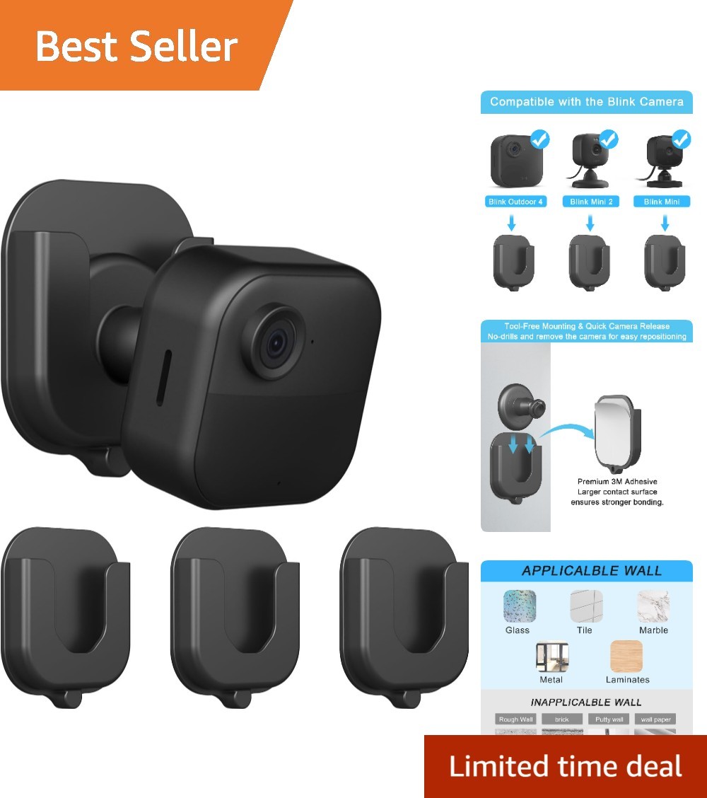 Innovative No-Drill Adhesive Brackets for Blink Outdoor & Mini Cameras - 3 Pack