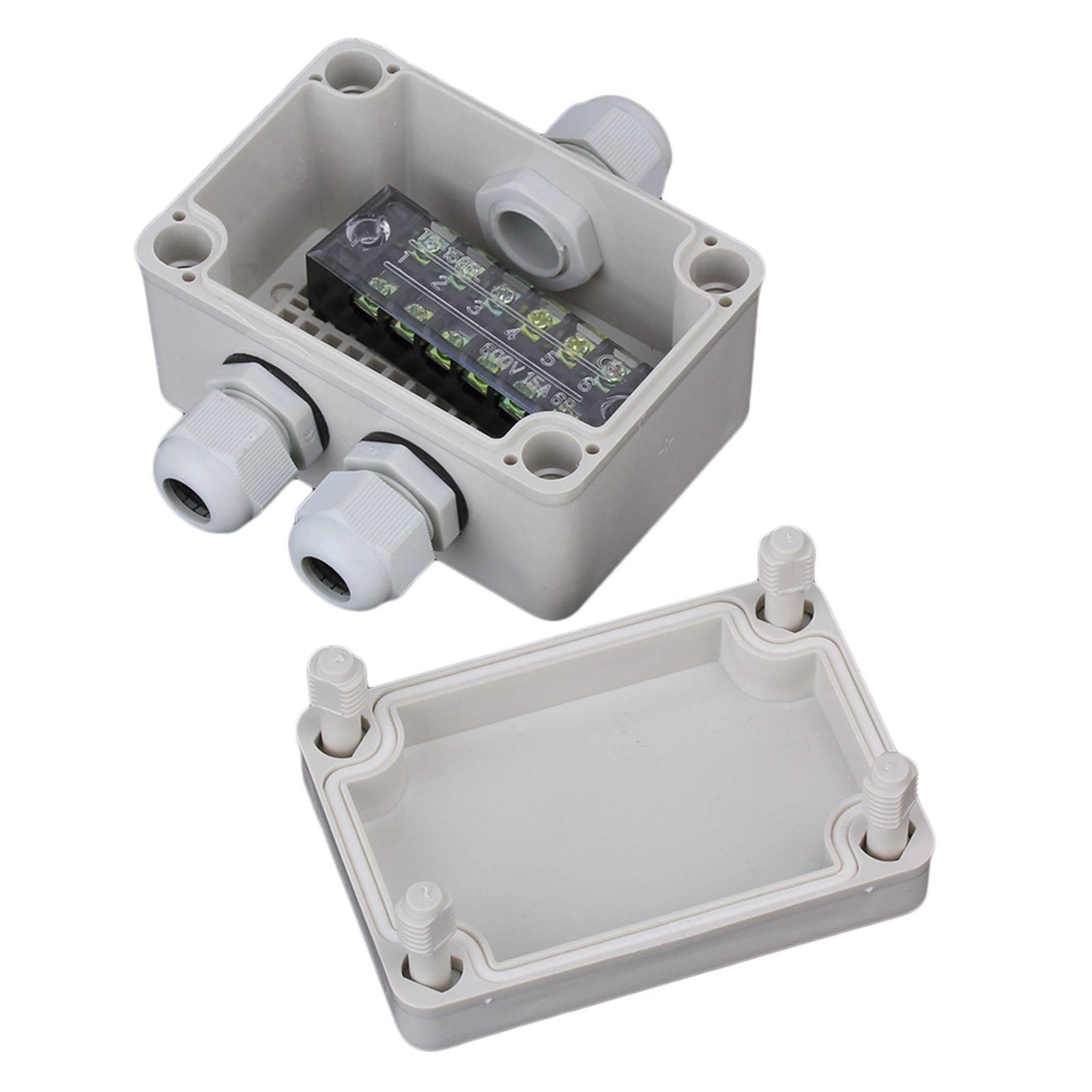 RDEXP White Gray Plastic Waterproof 6 Position 3.74x2.55x2.16", white