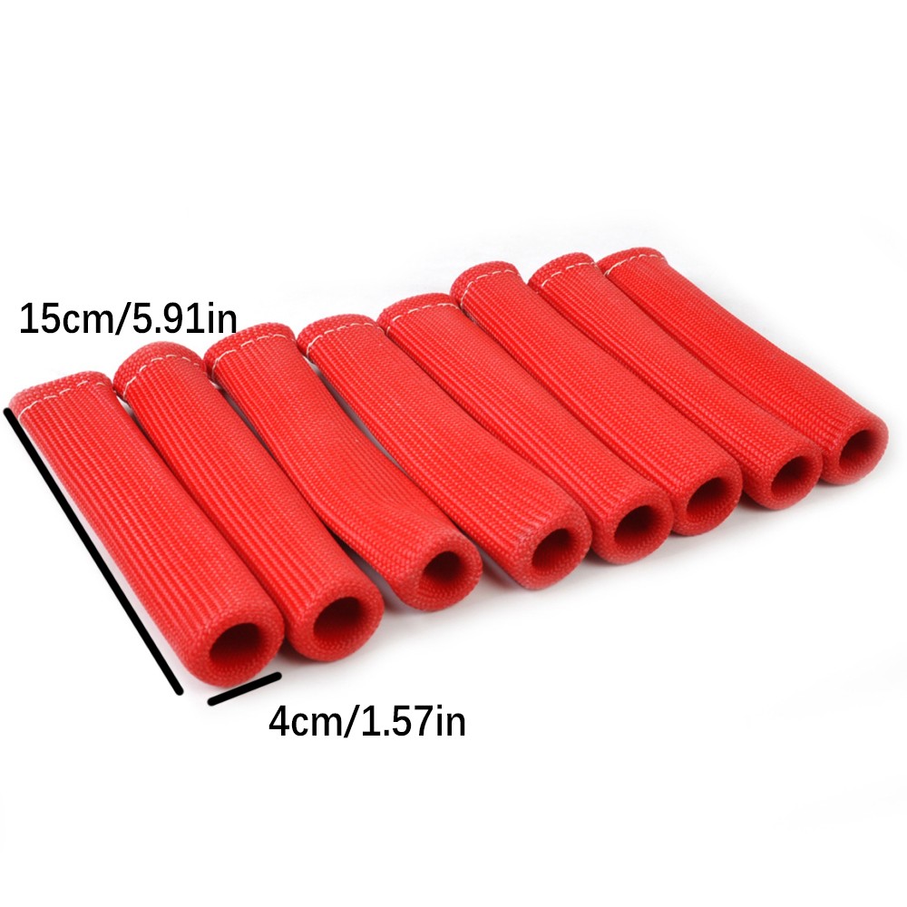 8Pcs Red Spark Plug Wire Sheath Wire Boots Sleeve Heat Shield Cover For SBC BBC.