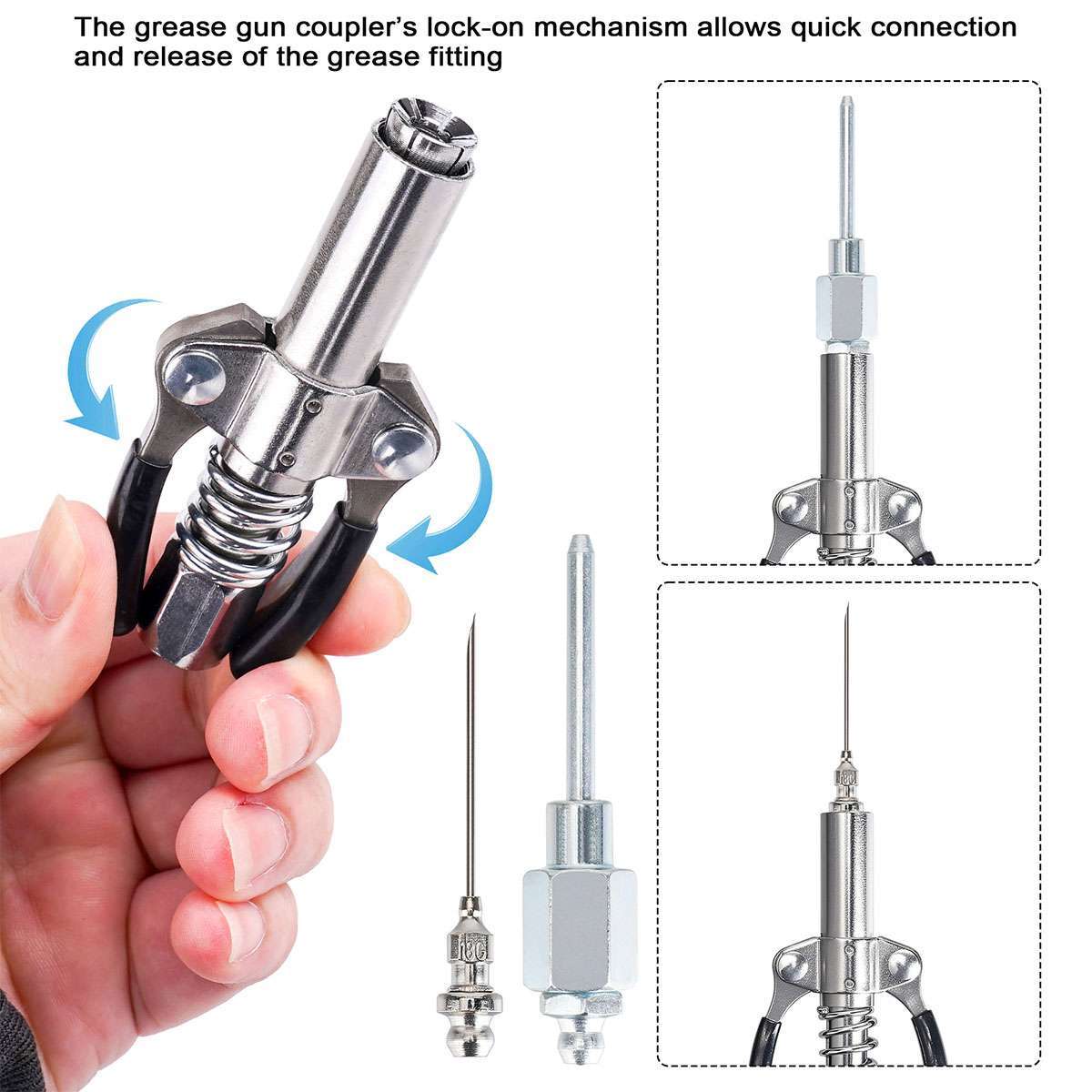 Grease Gun Accessory Kit 90 Degree Coupler Adapter Grease Needle Tips Dispenser