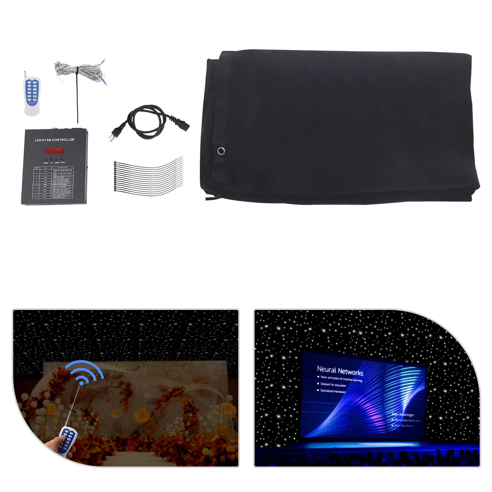 LED Stage Star Sky Background Stage Backdrop Curtain Wall Mounted w/ Controller